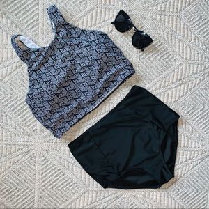 high neck, high waited two piece